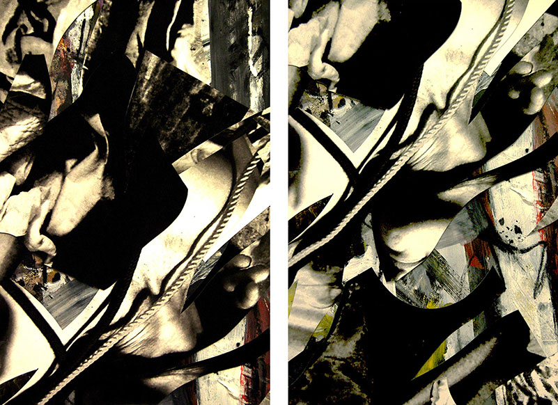 Cassandra 2, 2013, two 72x50 panels, mixed media on canvas