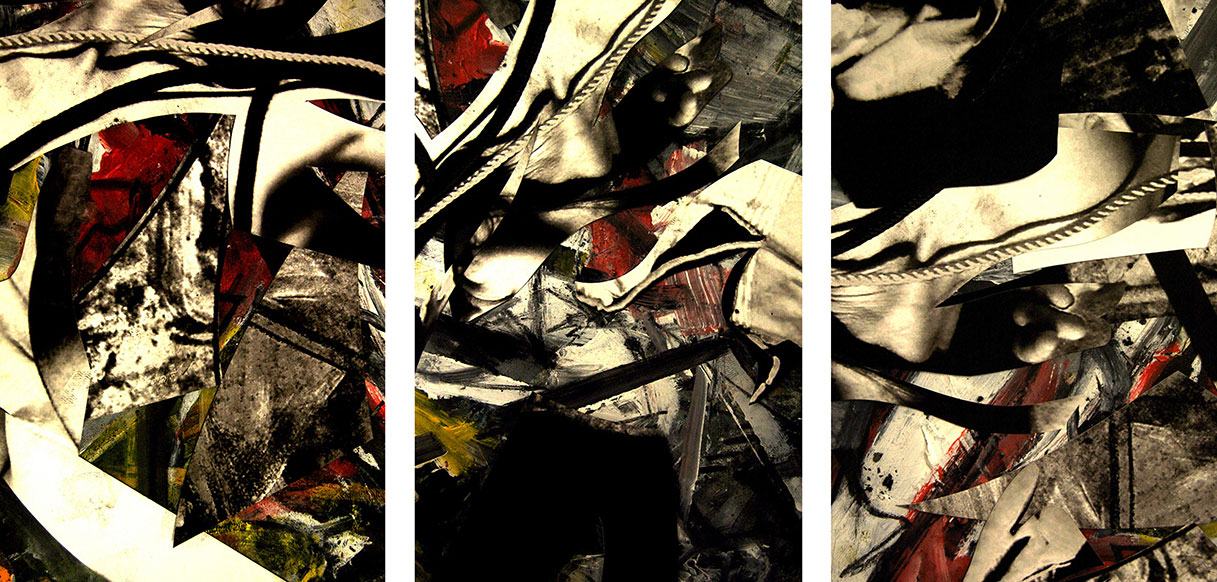 Cassandra 3, 2013, three 72x50 panels, mixed media on canvas