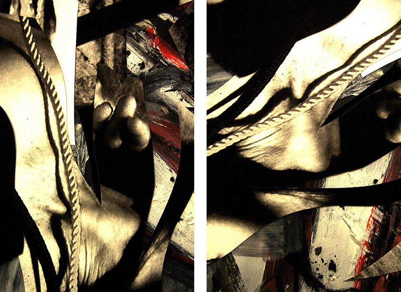 Cassandra 5, 2013, two 72x50 panels, mixed media on canvas
