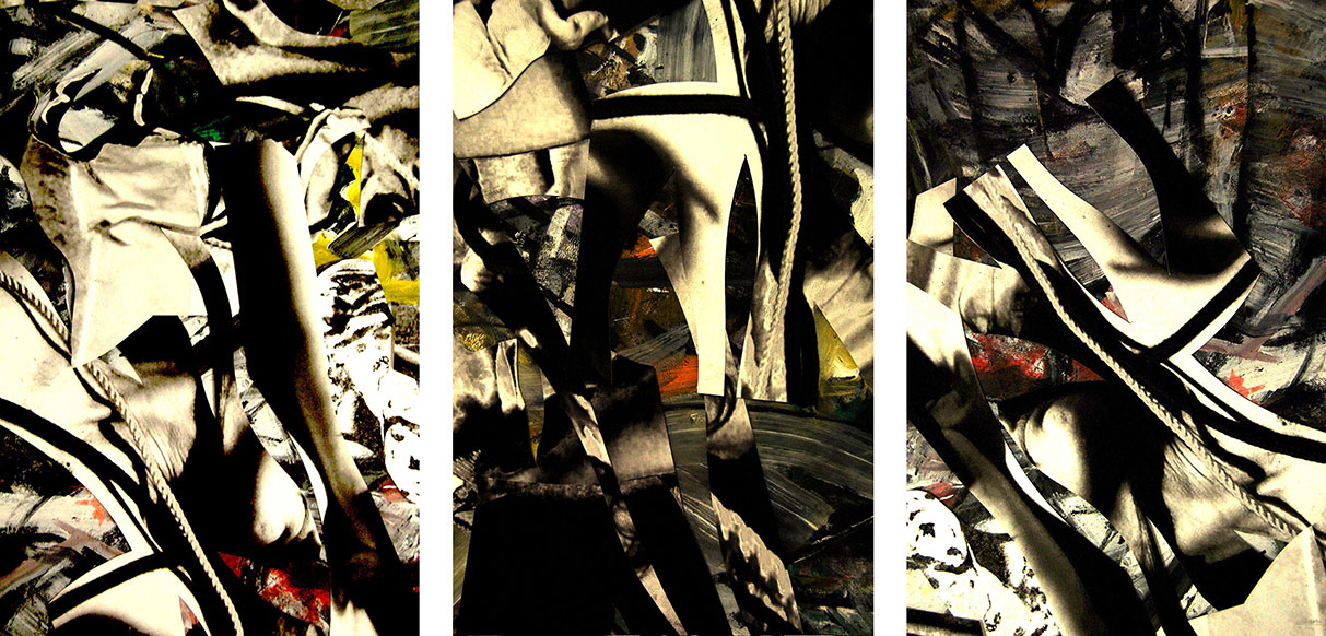 Cassandra 6, 2013, three 72x50 panels, mixed media on canvas