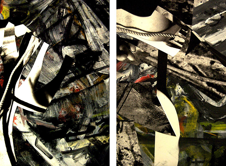 Cassandra 7, 2013, two 72x50 panels, mixed media on canvas